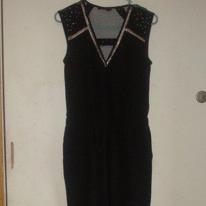Color Block Black Jumpsuit Star Laser Cut & Mesh Back S